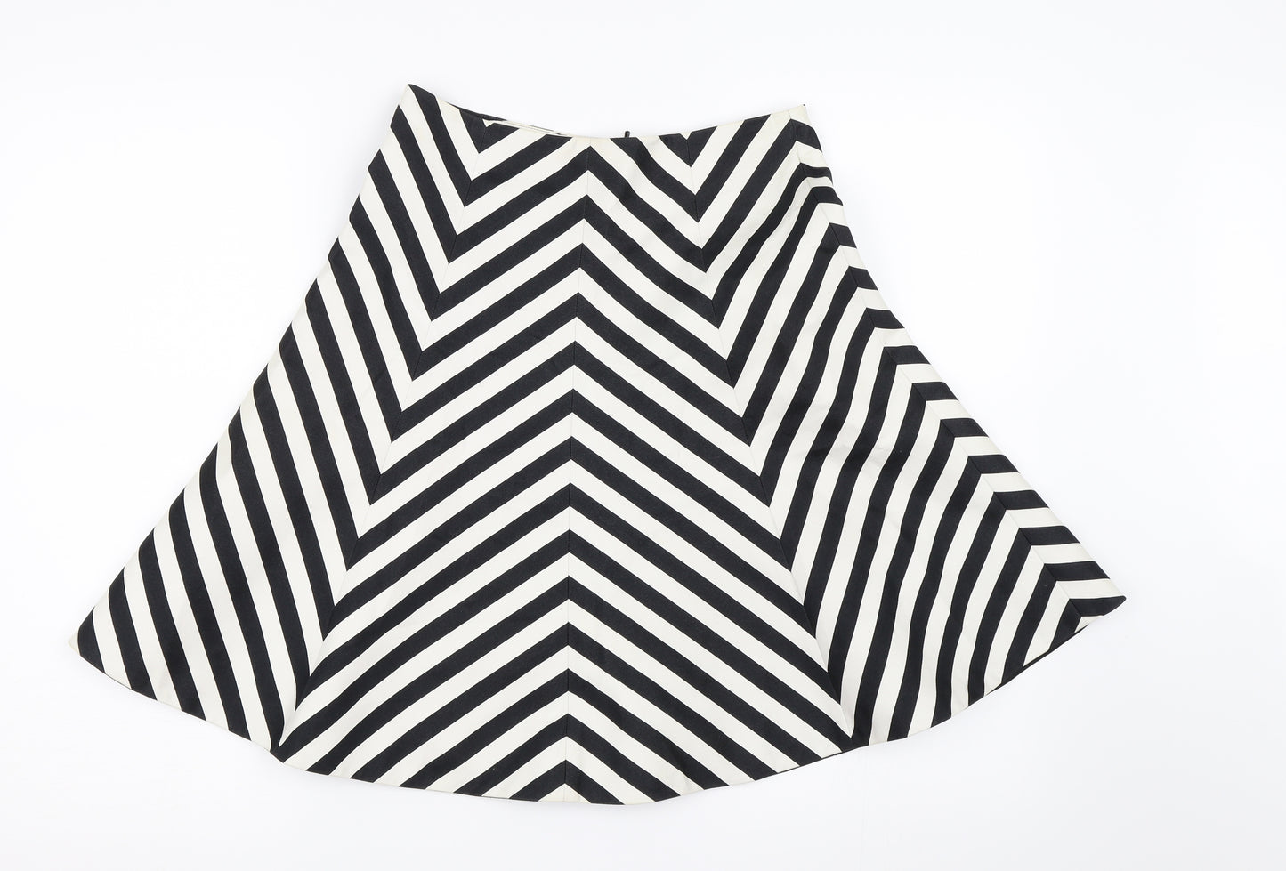 Karen Millen Womens Black Striped Rayon A-Line Skirt Size 8