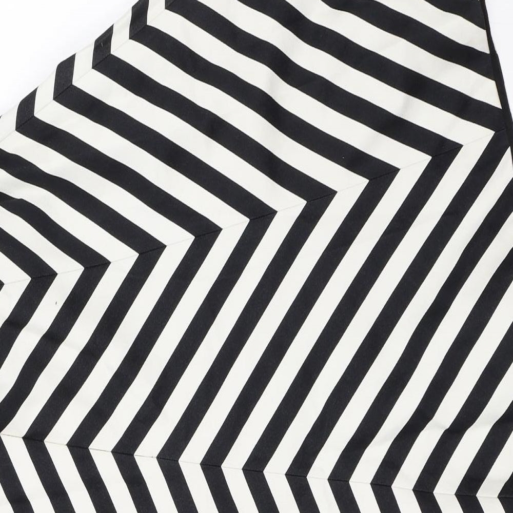 Karen Millen Womens Black Striped Rayon A-Line Skirt Size 8