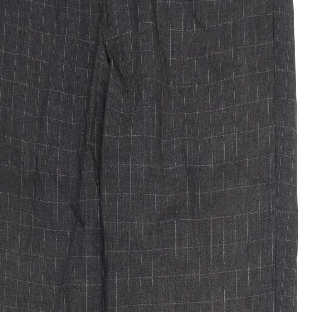 Ventura Mens Grey Check Rayon Dress Pants Trousers  L32 in