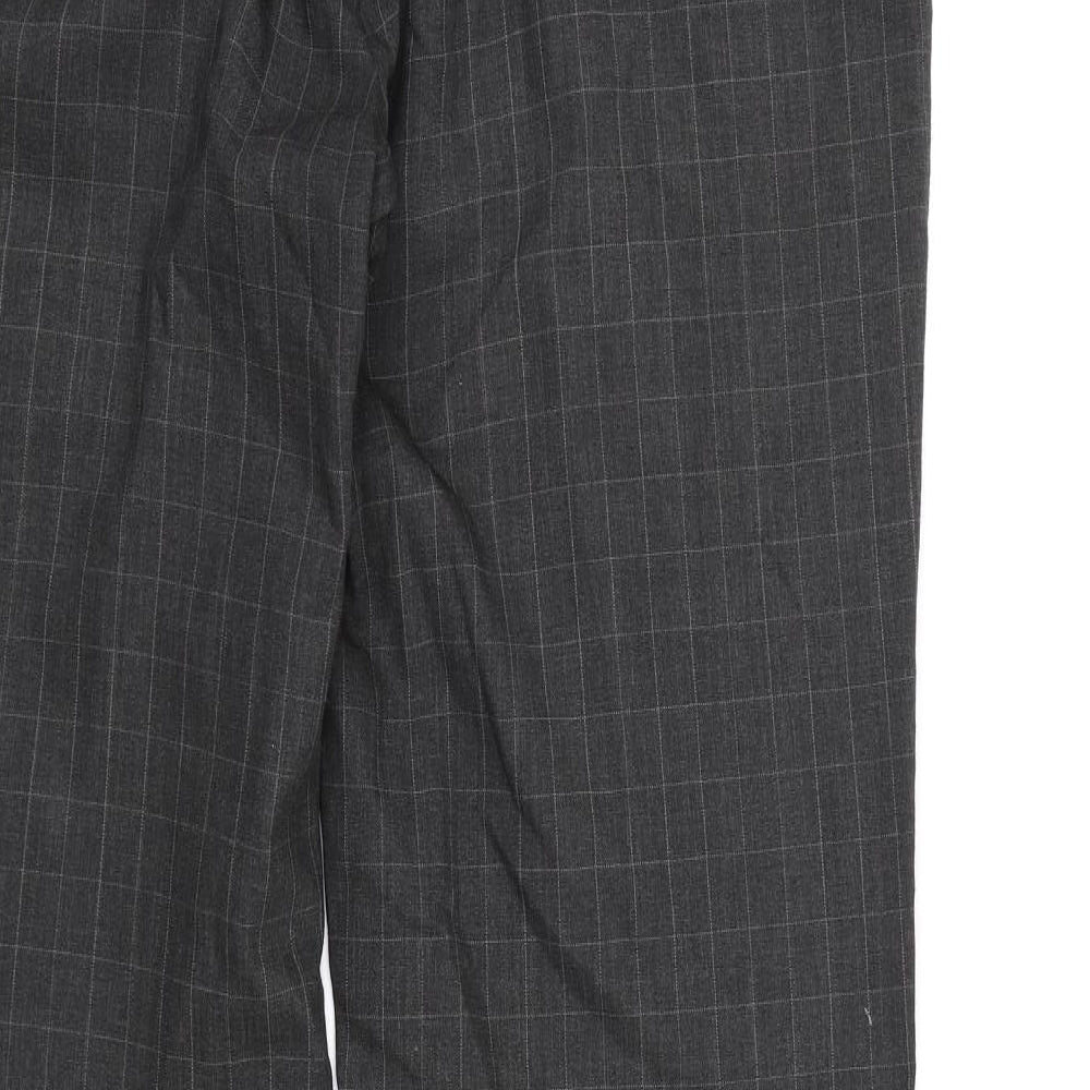 Ventura Mens Grey Check Rayon Dress Pants Trousers  L32 in