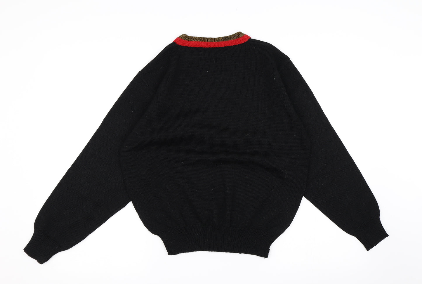 alain connelle  Womens Black Floral Knit Pullover Jumper Size M