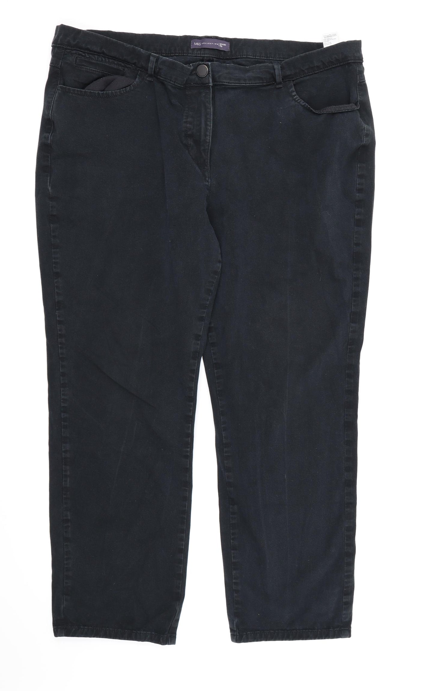 Marks and Spencer Womens Black  Denim Straight Jeans Size 18 L26 in