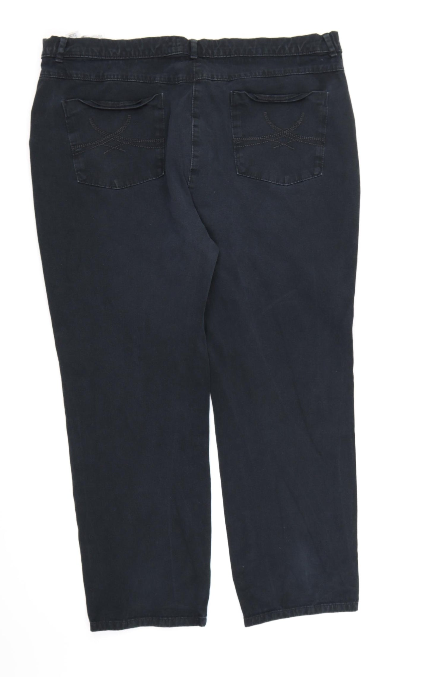 Marks and Spencer Womens Black  Denim Straight Jeans Size 18 L26 in