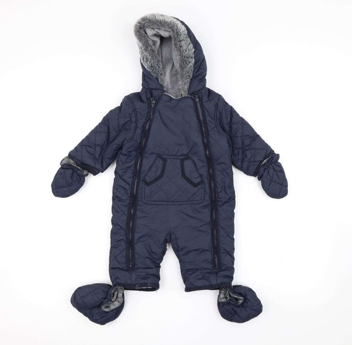 Mothercare Boys Blue   Basic Coat Snowsuit Size 3-6 Months