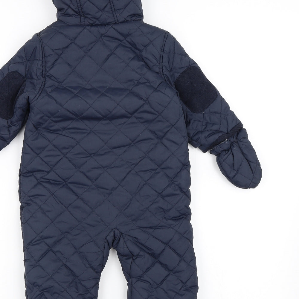 Mothercare Boys Blue   Basic Coat Snowsuit Size 3-6 Months