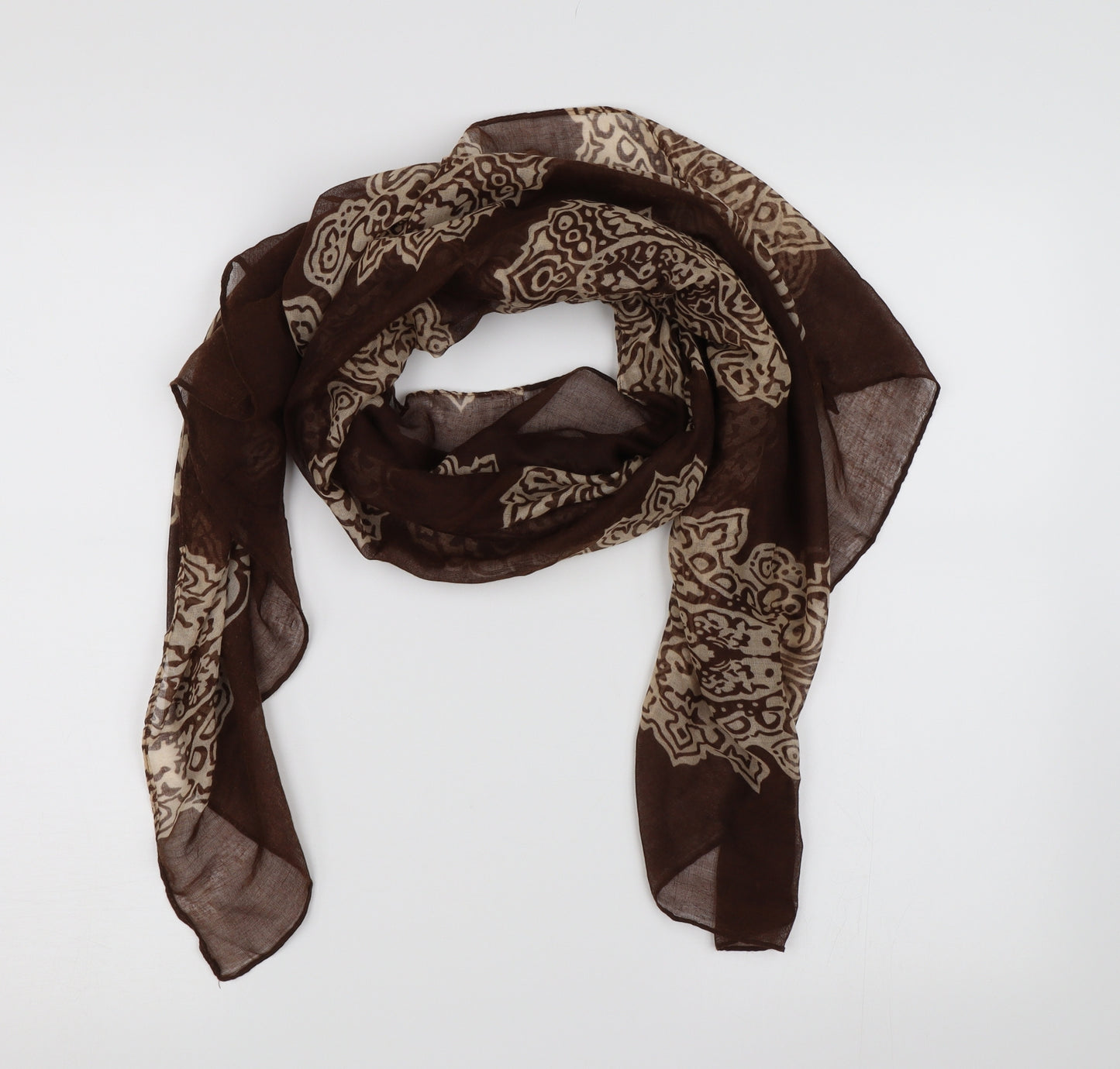 Preworn Womens Brown Floral   Scarf