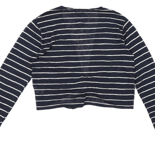 Primark Womens Black Striped Knit Wrap Jumper Size 14