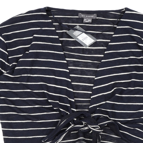 Primark Womens Black Striped Knit Wrap Jumper Size 14