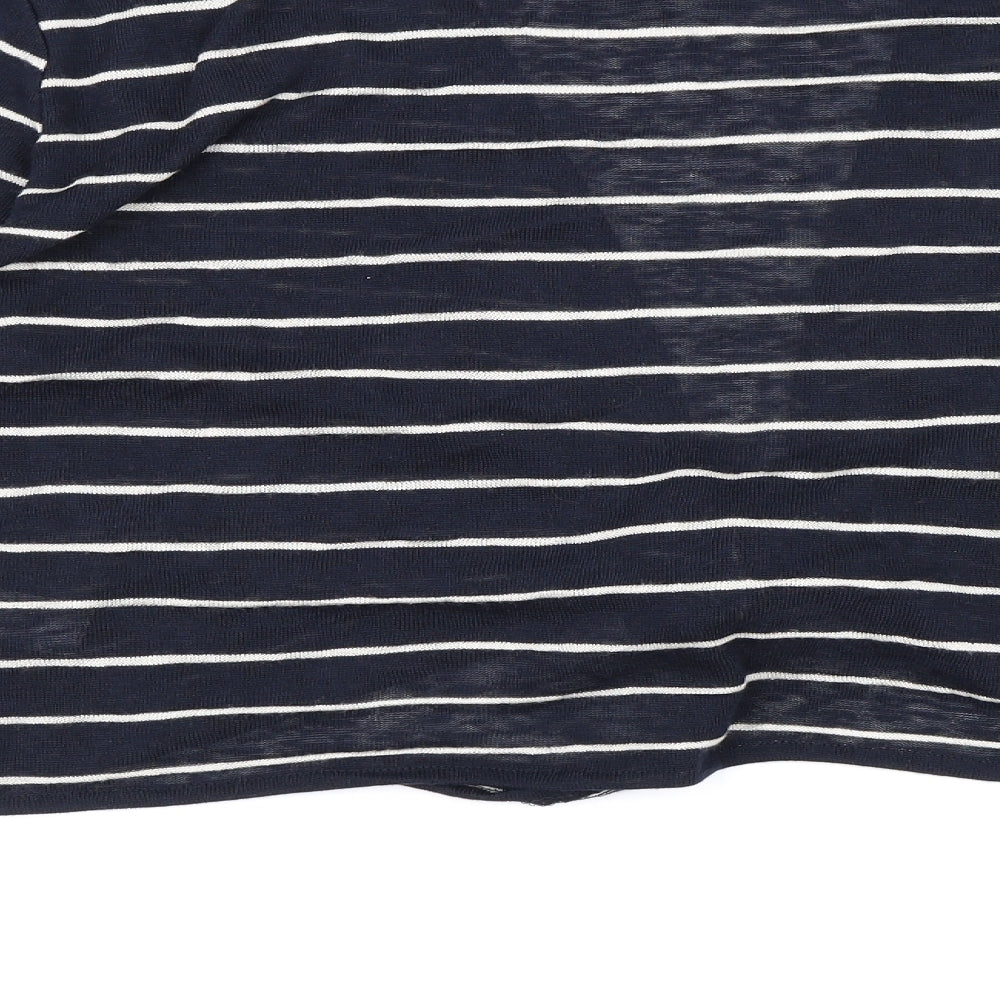 Primark Womens Black Striped Knit Wrap Jumper Size 14
