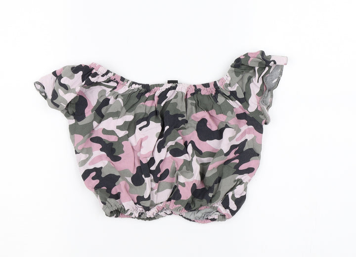 New Look Girls Multicoloured Camouflage Cropped Tank Size 12 Years