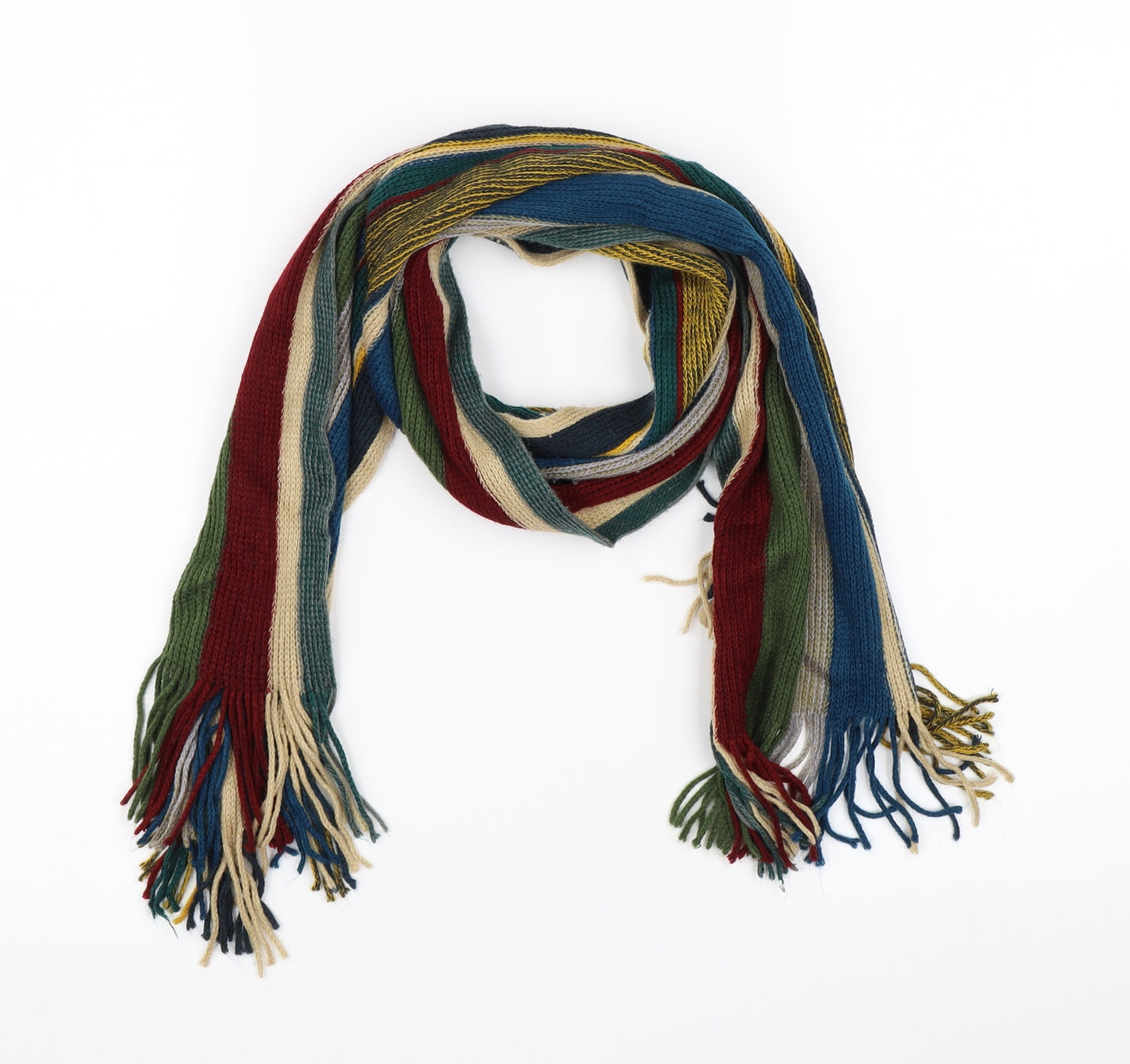 Preworn Mens Multicoloured Striped Knit Scarf  One Size