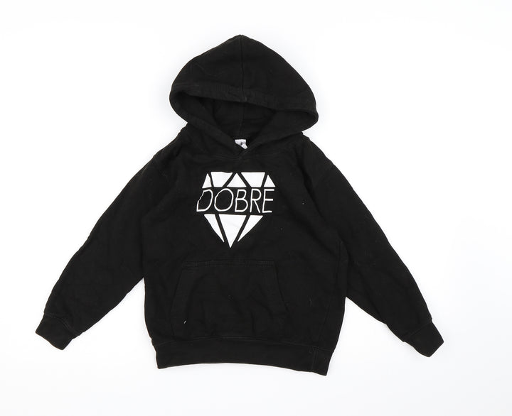 Just Hoods Boys Black Jersey Pullover Hoodie Size 7-8 Years - Dobre