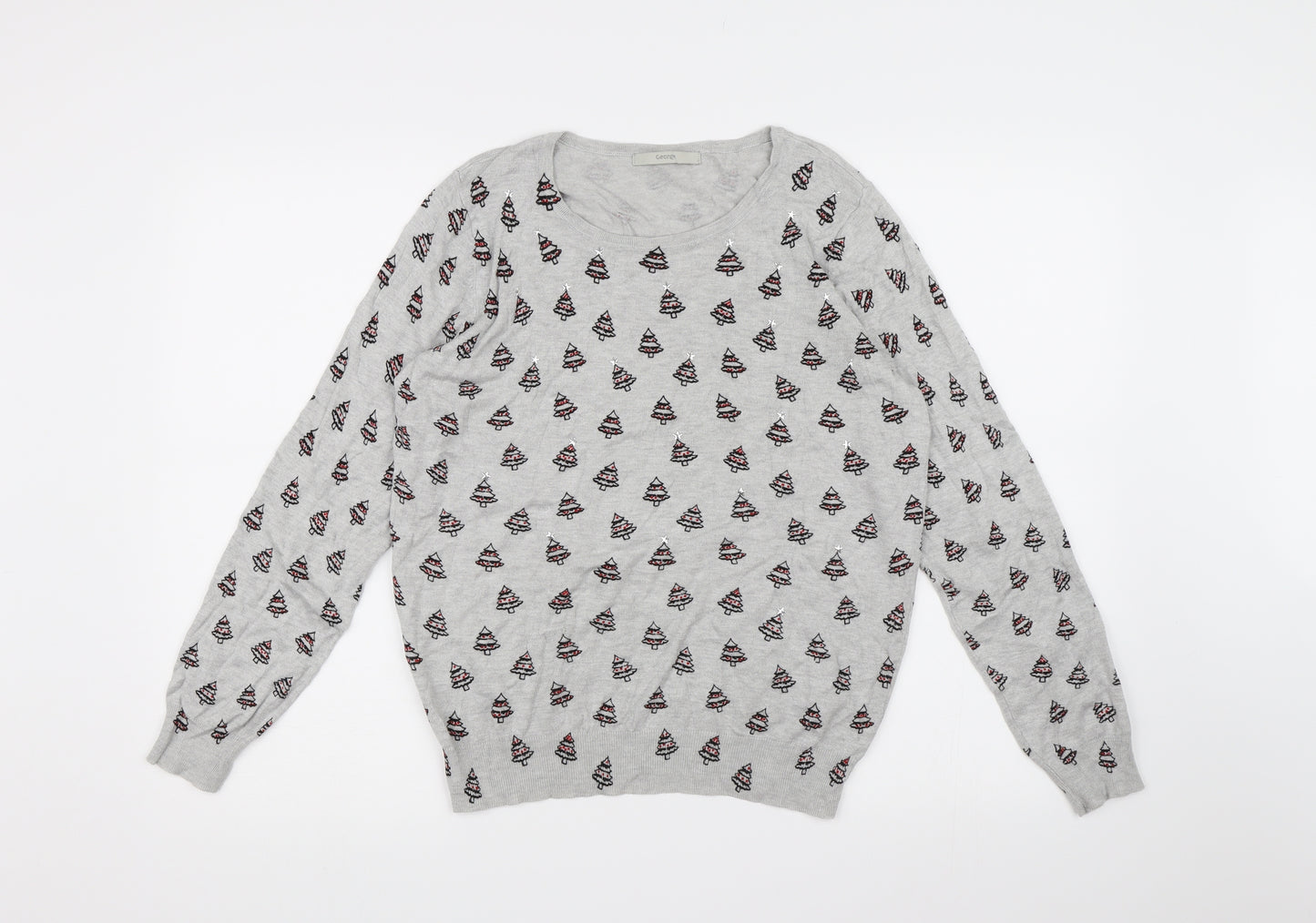 George Womens Grey  Knit Pullover Jumper Size 14  - Christmas Tree