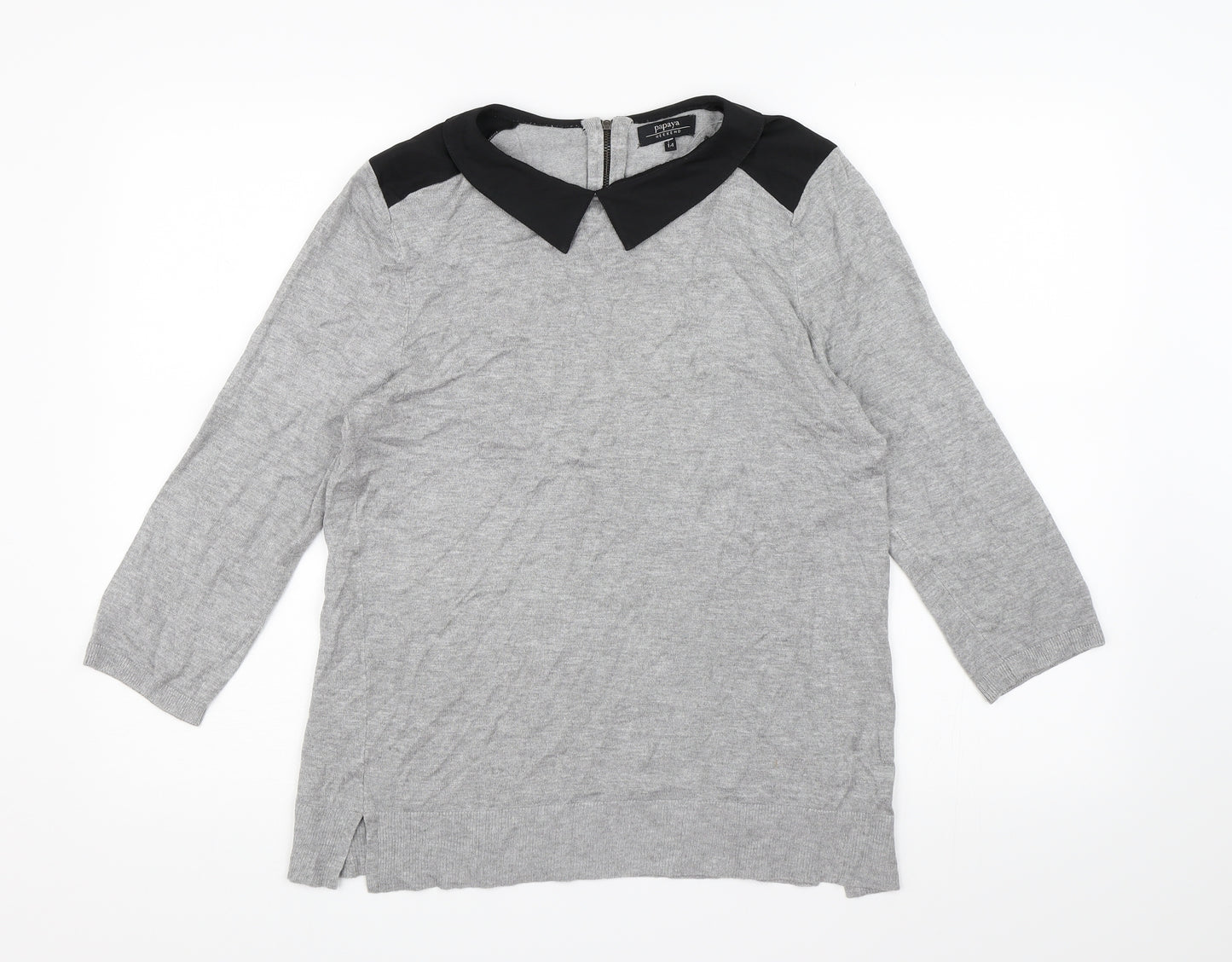 Papaya Womens Grey  Knit Pullover Jumper Size 14