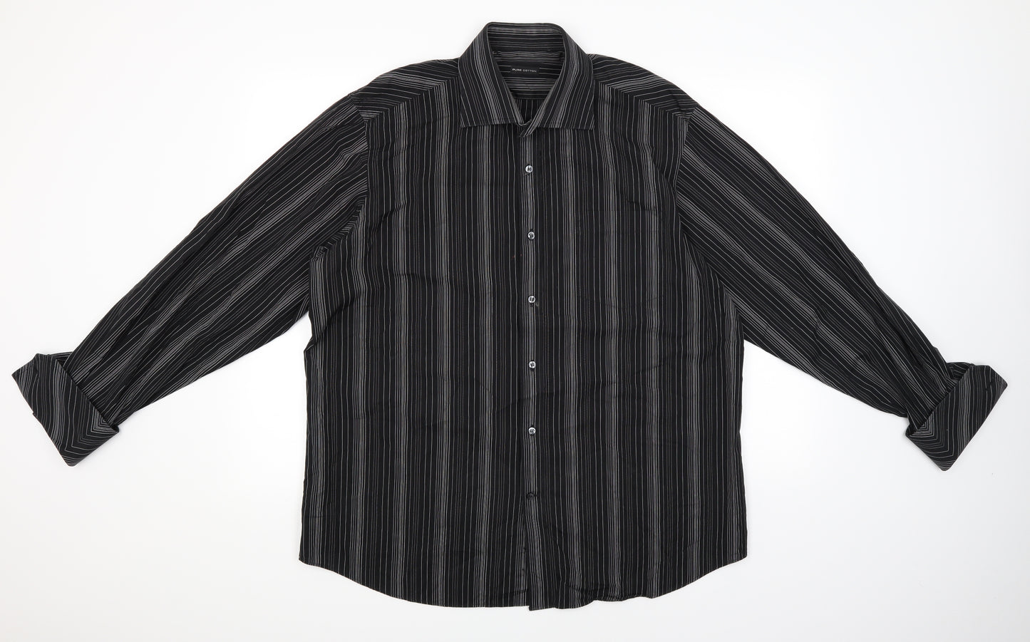 NEXT Mens Black Pinstripe   Dress Shirt Size 17