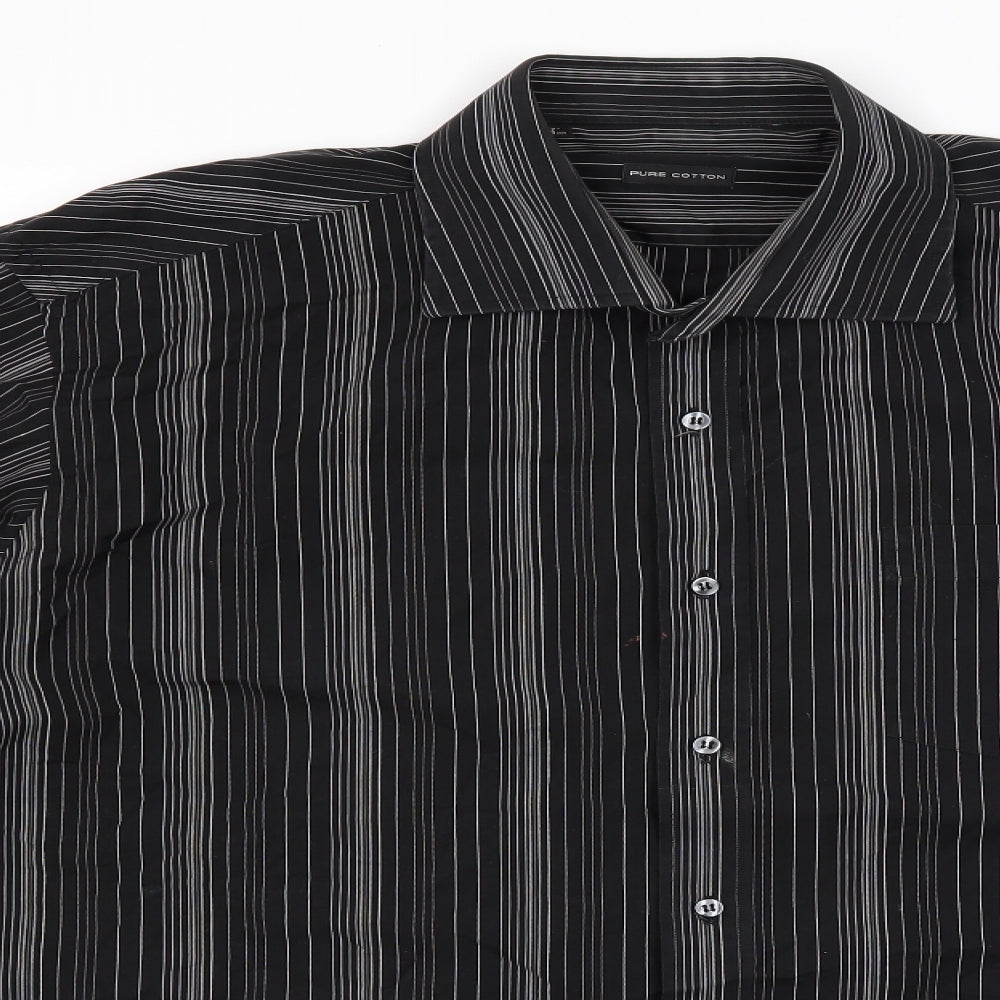 NEXT Mens Black Pinstripe   Dress Shirt Size 17