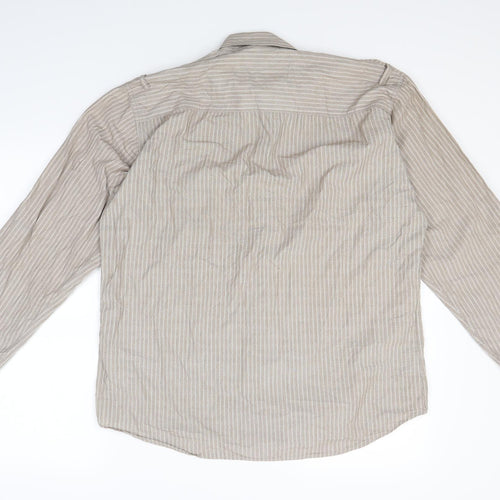 Monsoon Mens Brown Striped   Button-Up Size L