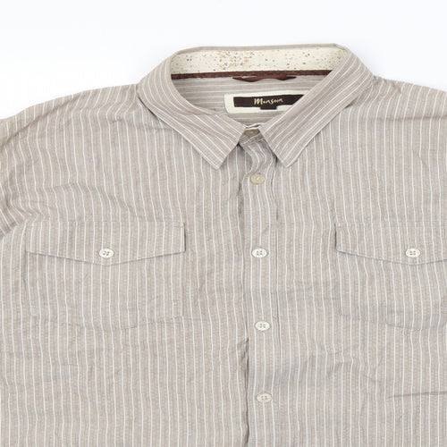 Monsoon Mens Brown Striped   Button-Up Size L