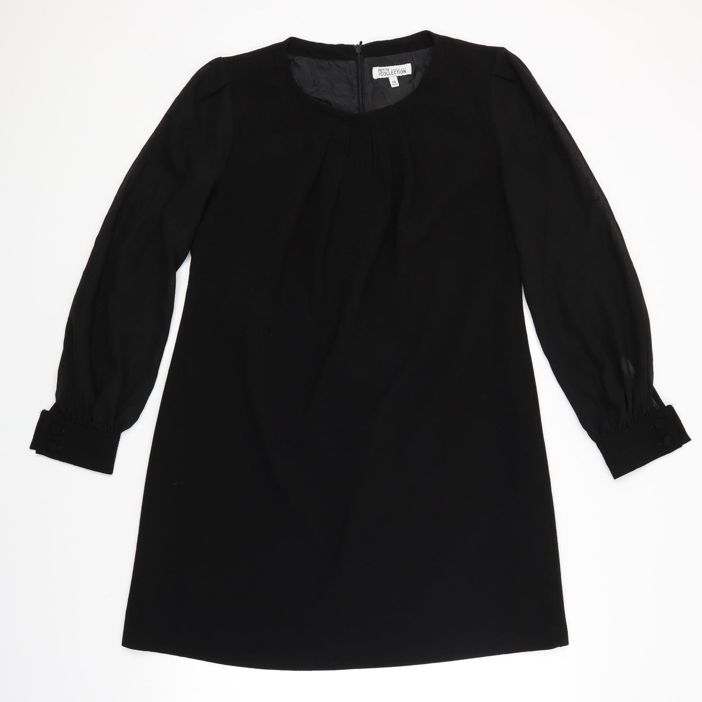 Debenhams Womens Black   A-Line  Size 14  - Sheer Sleeves