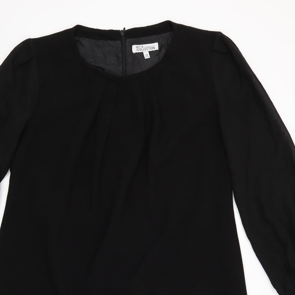 Debenhams Womens Black   A-Line  Size 14  - Sheer Sleeves