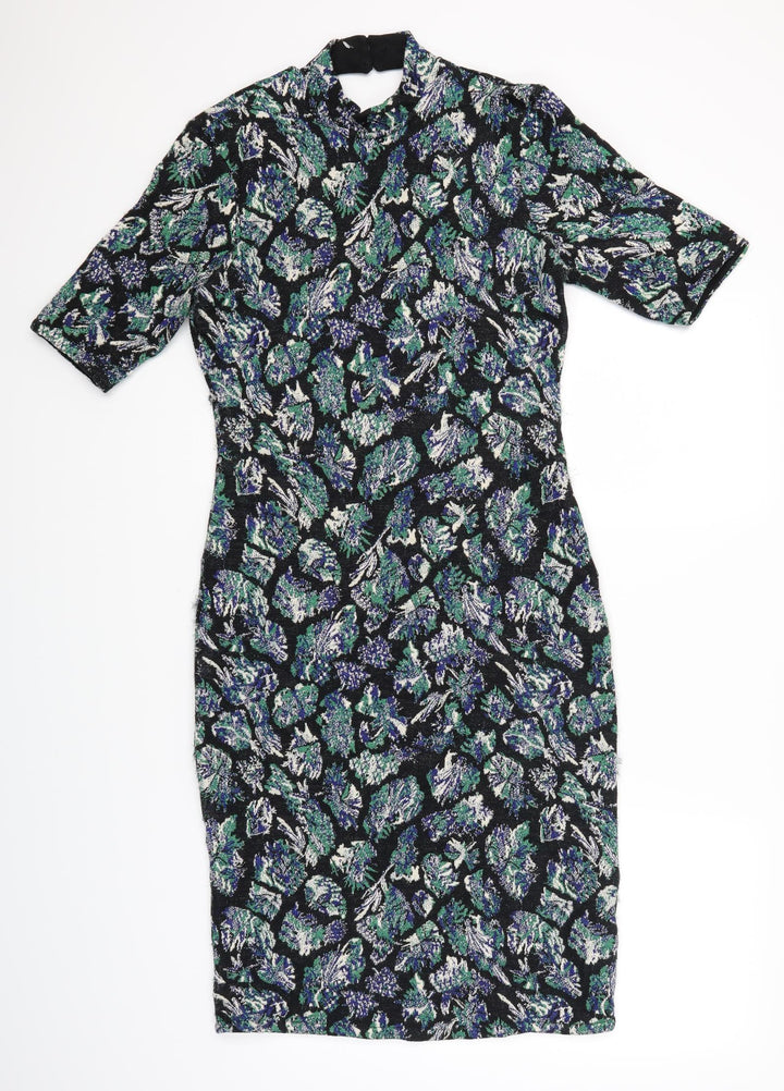 Marks and Spencer Womens Black Polka Dot  Pencil Dress  Size 8