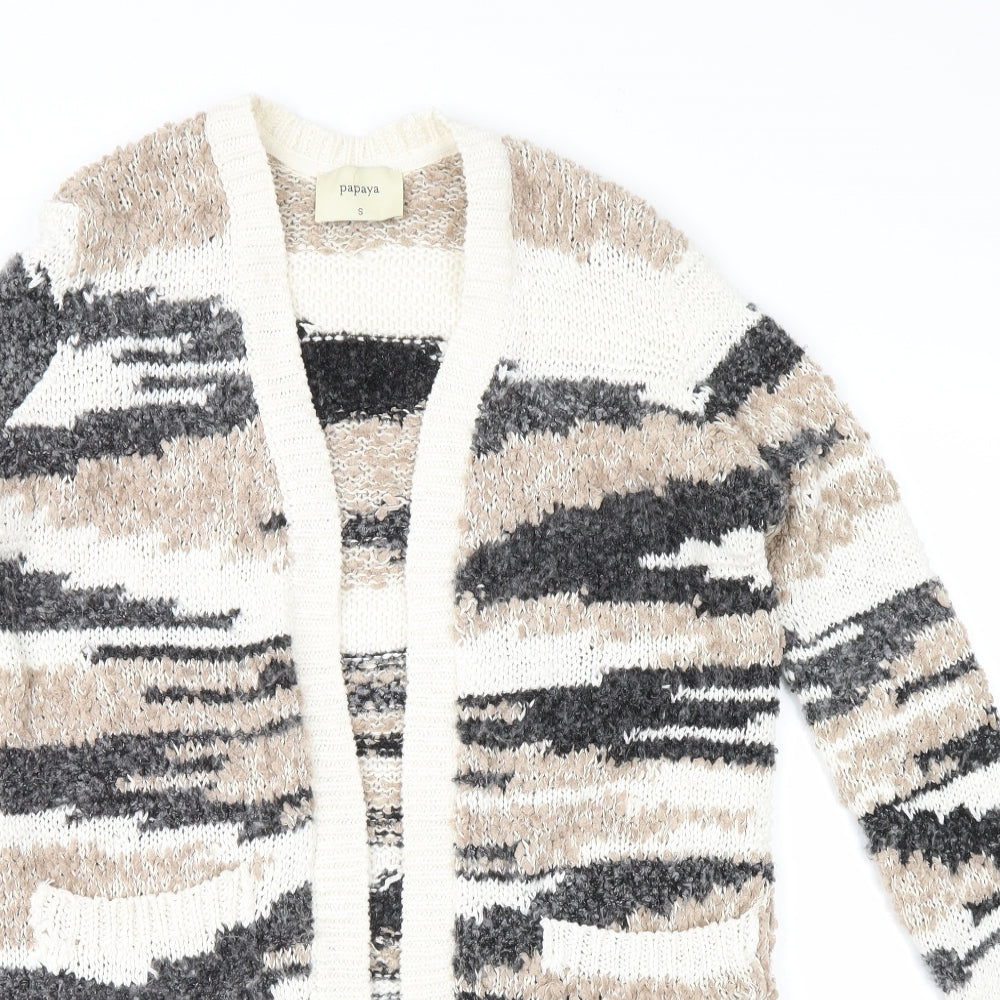 Papaya Womens Brown Striped  Cardigan Jumper Size S