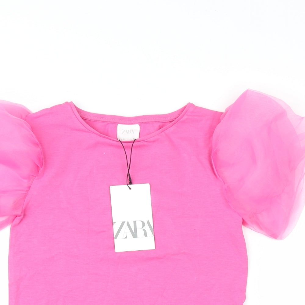 Zara Girls Pink   Basic T-Shirt Size 9 Years