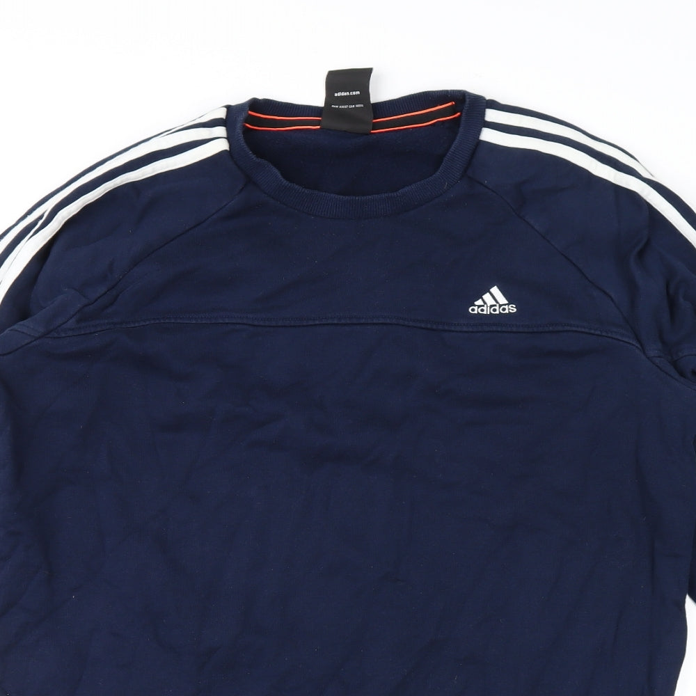 adidas Mens Blue Striped  Pullover Sweatshirt Size L