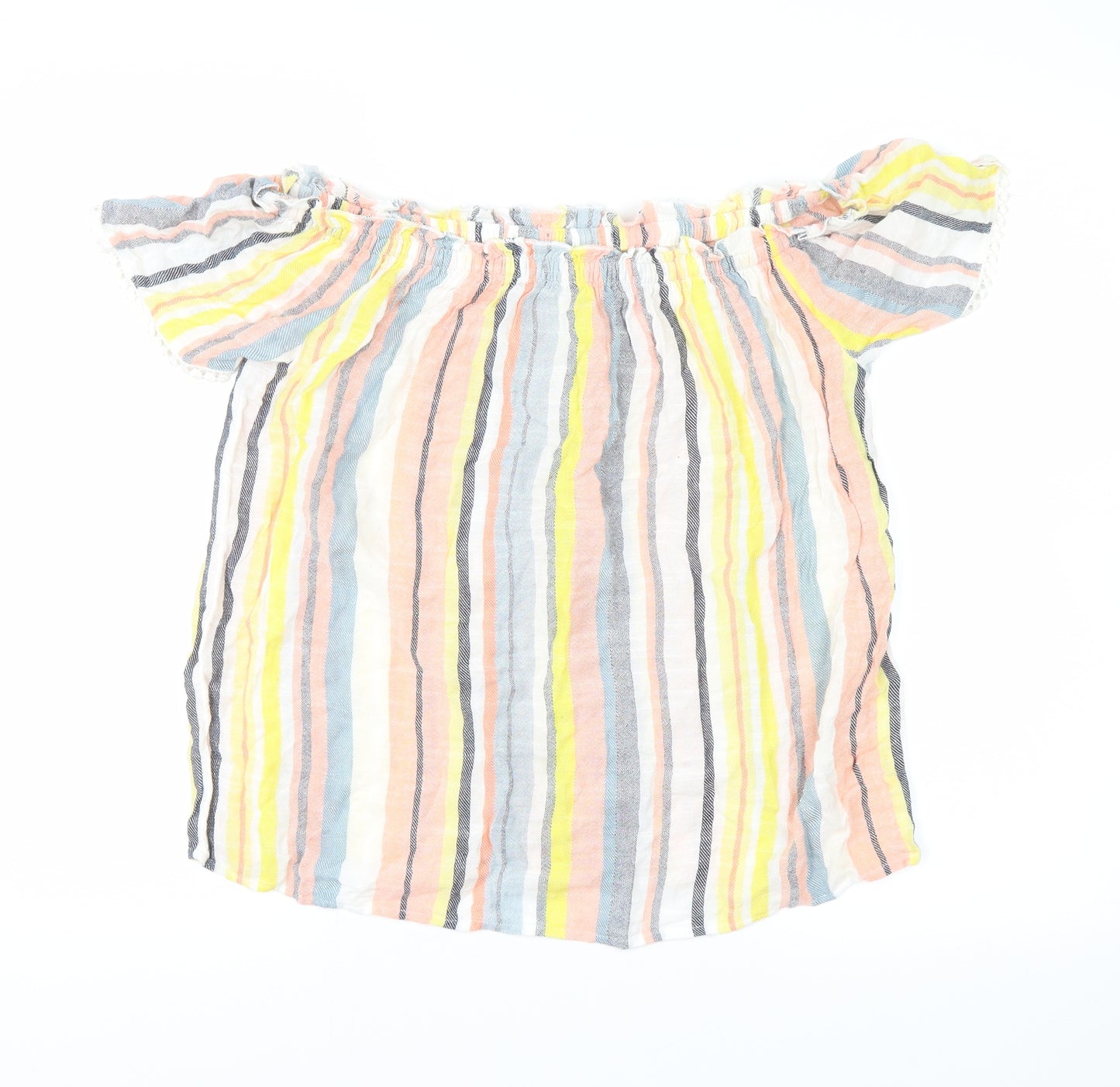 Papaya Womens Yellow Striped  Basic Blouse Size 10