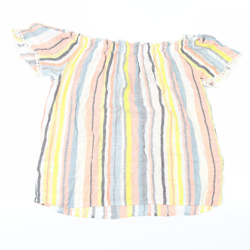 Papaya Womens Yellow Striped  Basic Blouse Size 10