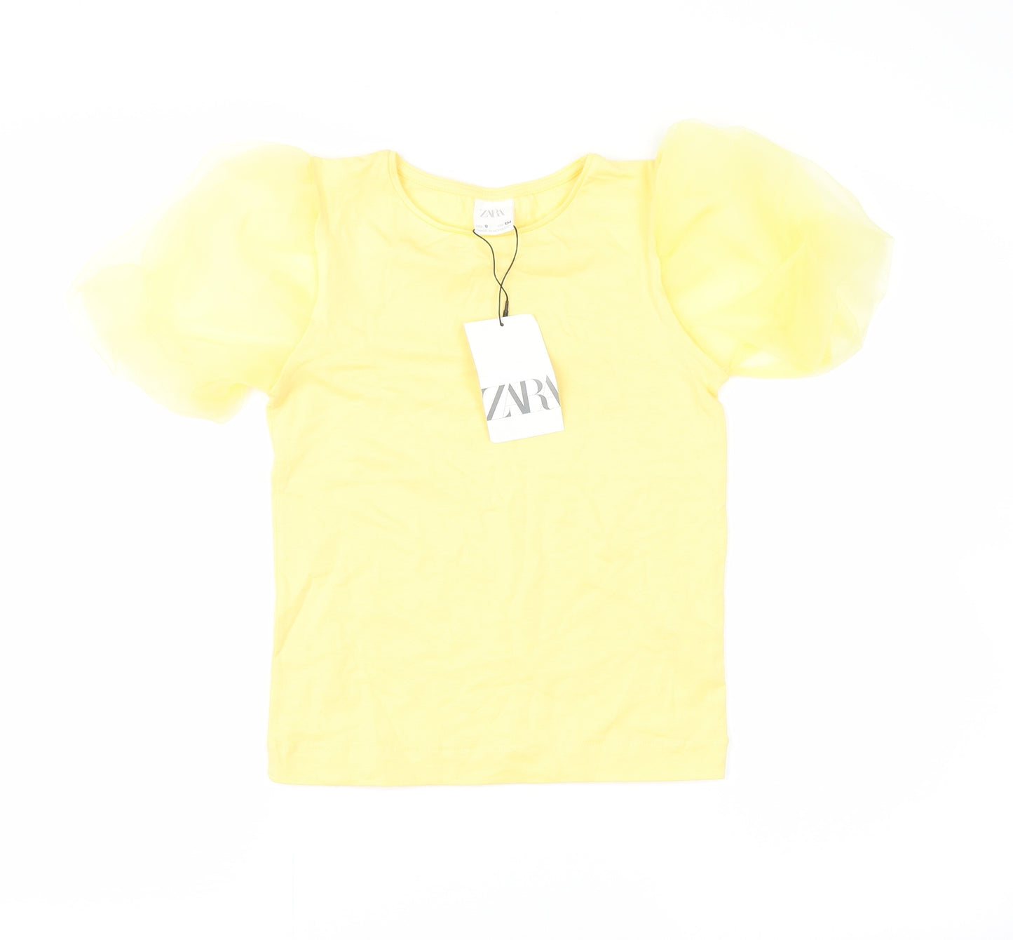 Zara Girls Yellow   Basic T-Shirt Size 9 Years
