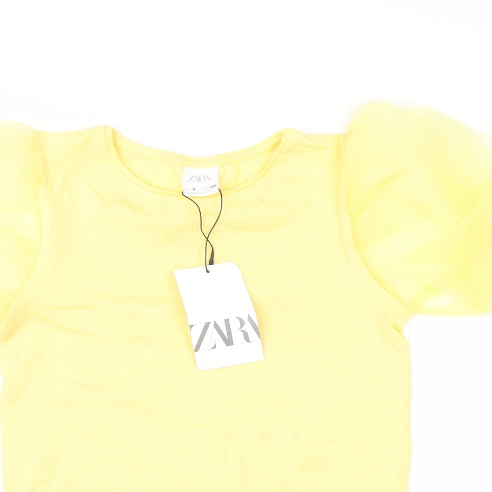 Zara Girls Yellow   Basic T-Shirt Size 9 Years