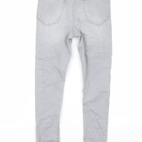 River Island Girls Grey  Denim Straight Jeans Size 9 Years - distressed