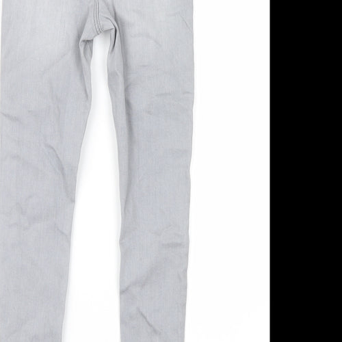 River Island Girls Grey  Denim Straight Jeans Size 9 Years - distressed