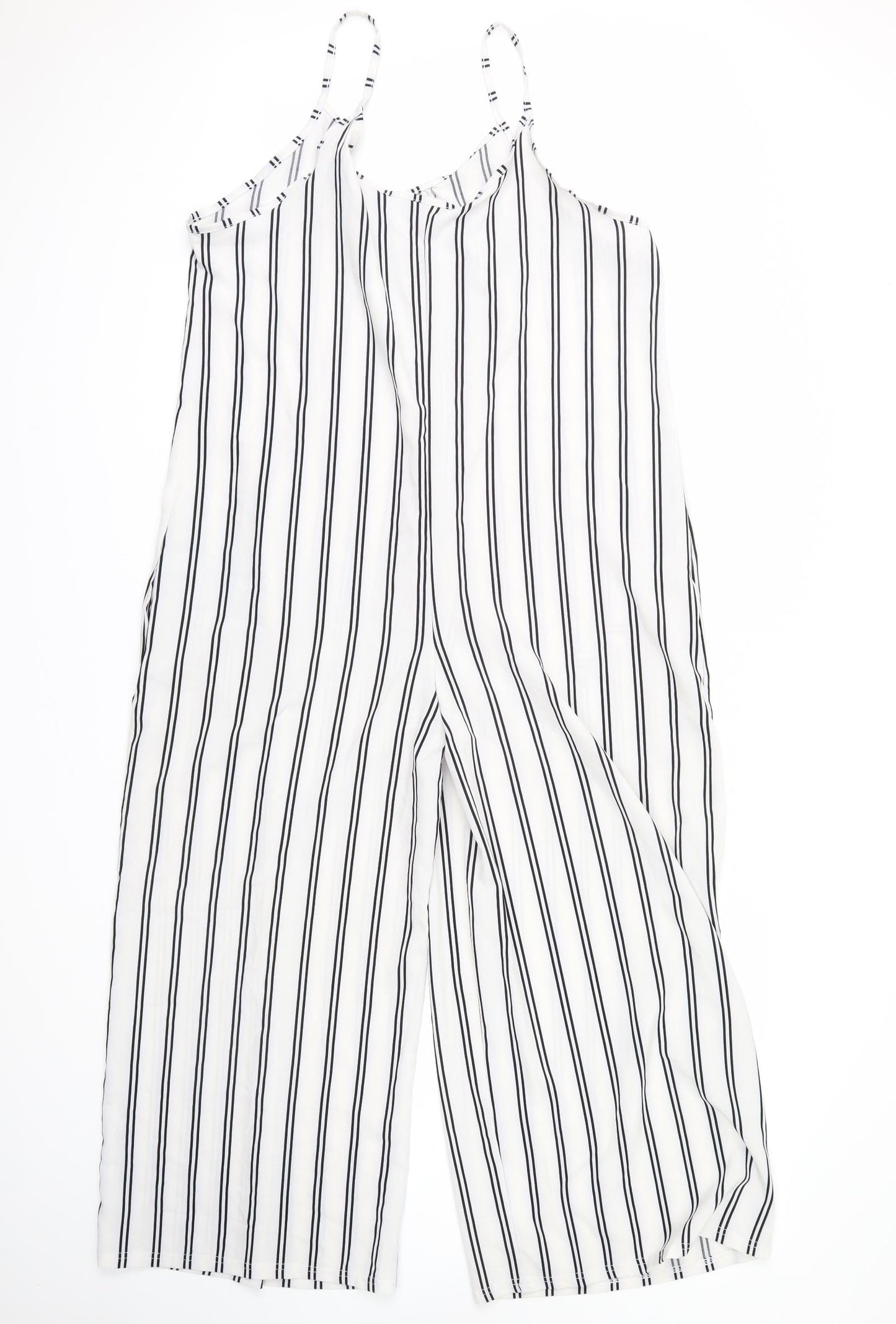 Preworn Womens White Striped  Jumpsuit One-Piece Size L