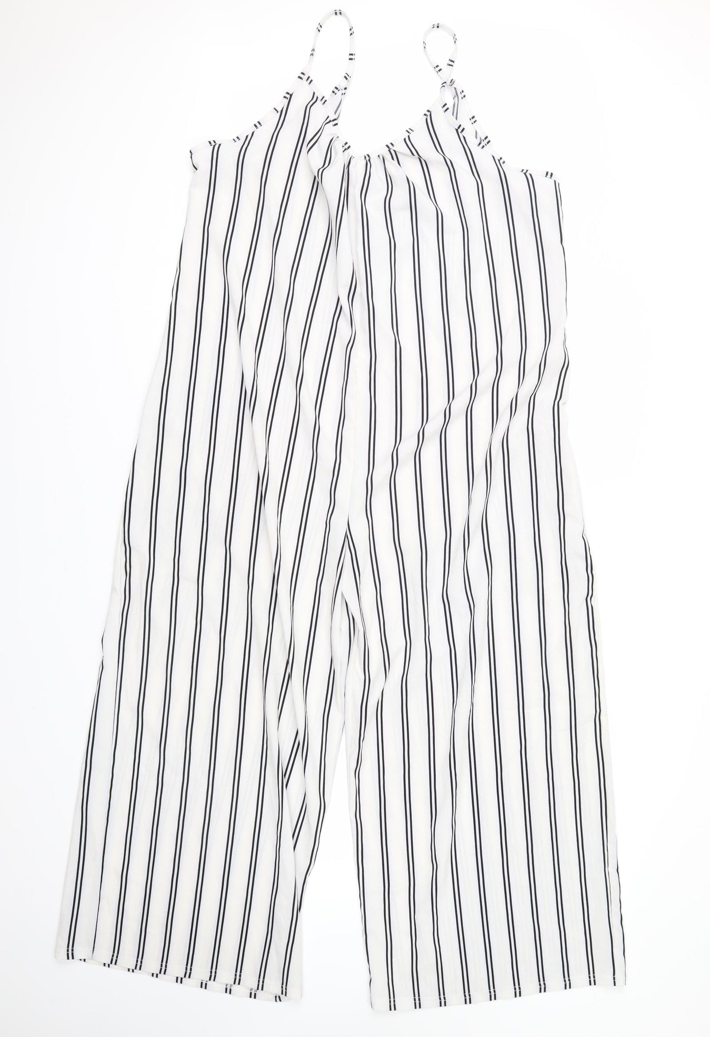 Preworn Womens White Striped  Jumpsuit One-Piece Size L