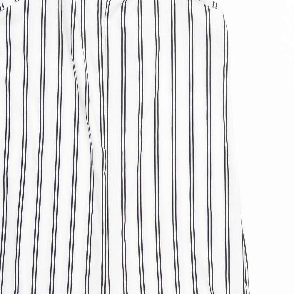 Preworn Womens White Striped  Jumpsuit One-Piece Size L