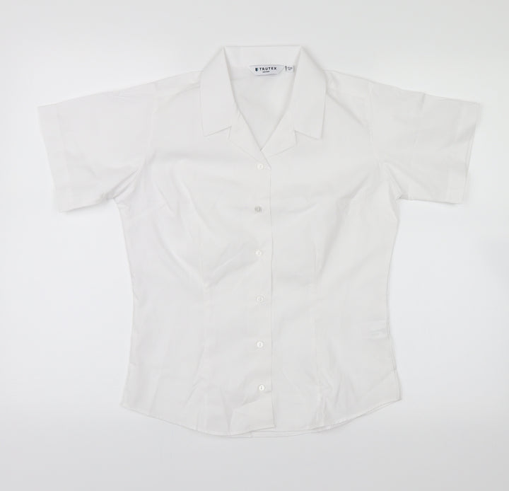 trutext Womens White Basic Button-Up Size 4