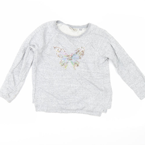 NEXT Girls Grey   Pullover Sweatshirt Size 9 Years  - butterfly