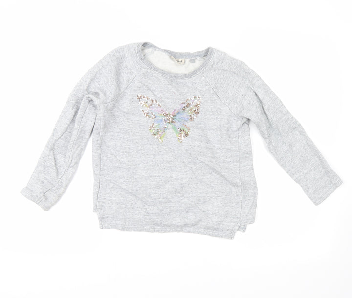 NEXT Girls Grey   Pullover Sweatshirt Size 9 Years  - butterfly