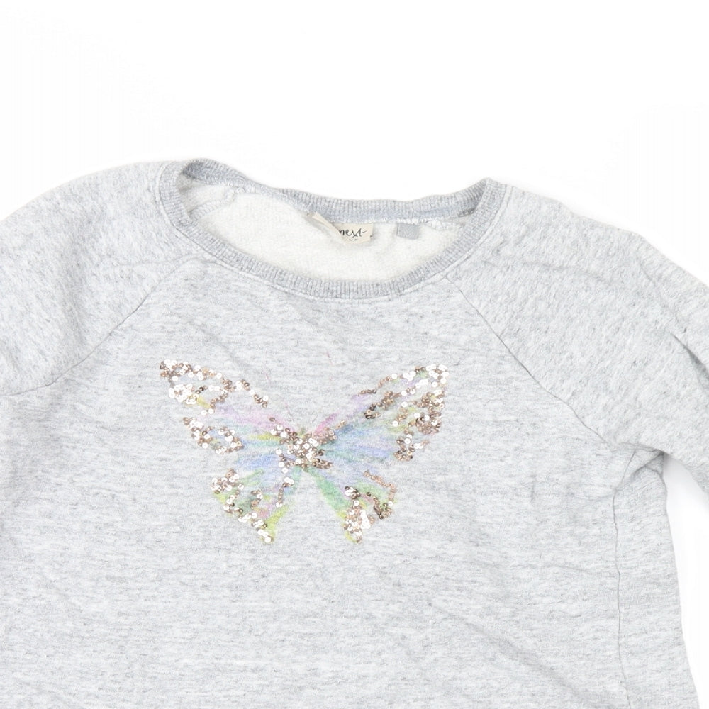 NEXT Girls Grey   Pullover Sweatshirt Size 9 Years  - butterfly