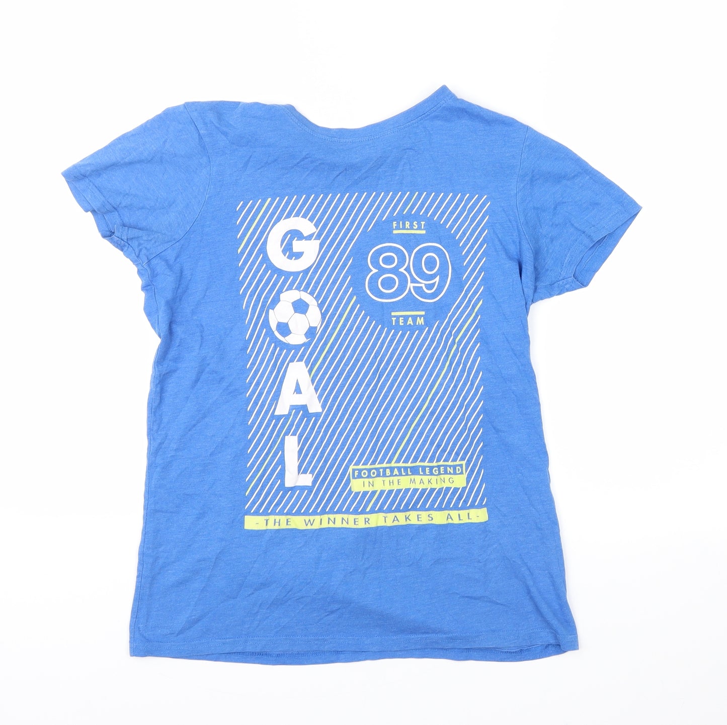 Primark Boys Blue   Basic T-Shirt Size 12-13 Years  - football