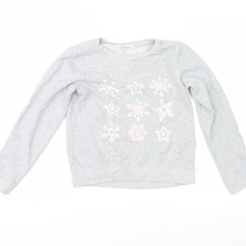 H&M Girls Grey   Pullover Sweatshirt Size 10-11 Years  - snowflakes