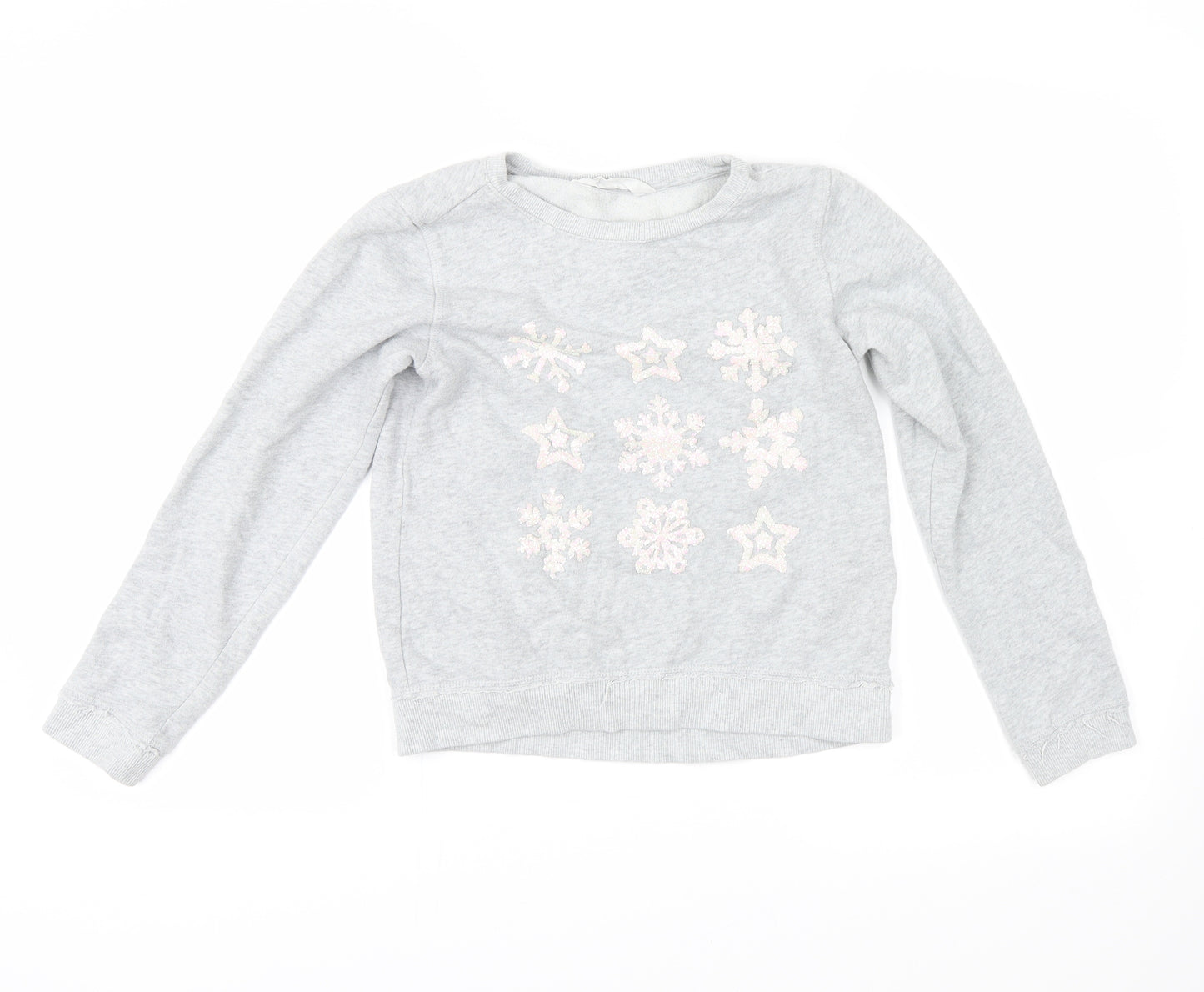 H&M Girls Grey   Pullover Sweatshirt Size 10-11 Years  - snowflakes