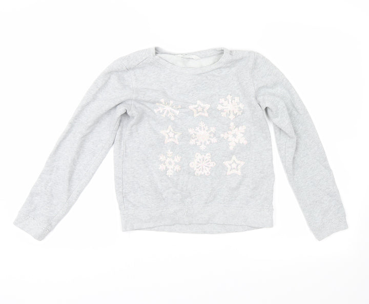H&M Girls Grey   Pullover Sweatshirt Size 10-11 Years  - snowflakes
