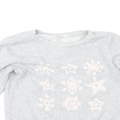 H&M Girls Grey   Pullover Sweatshirt Size 10-11 Years  - snowflakes