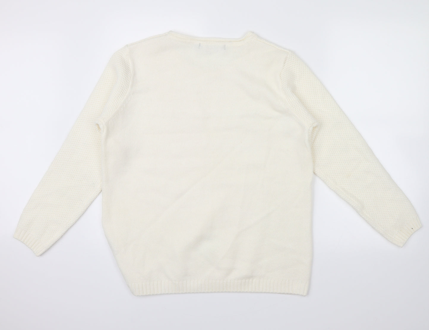 Isle Essentials Womens Ivory   Pullover Jumper Size M