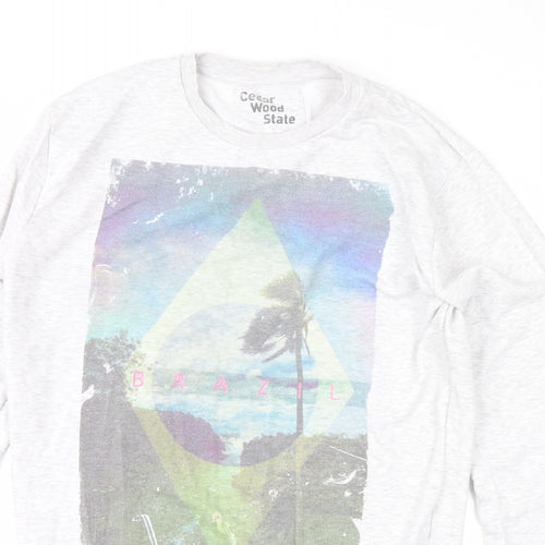 Cedar Wood State Mens Grey   Henley Sweatshirt Size M  - brazil