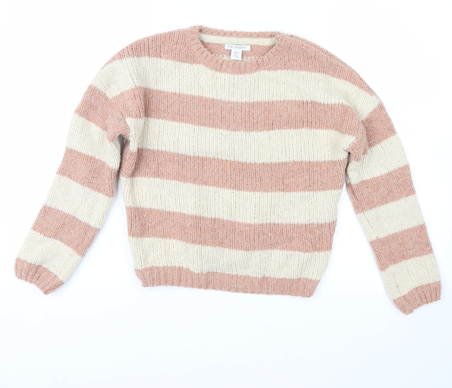 Primark Girls Brown Striped  Pullover Jumper Size 8-9 Years
