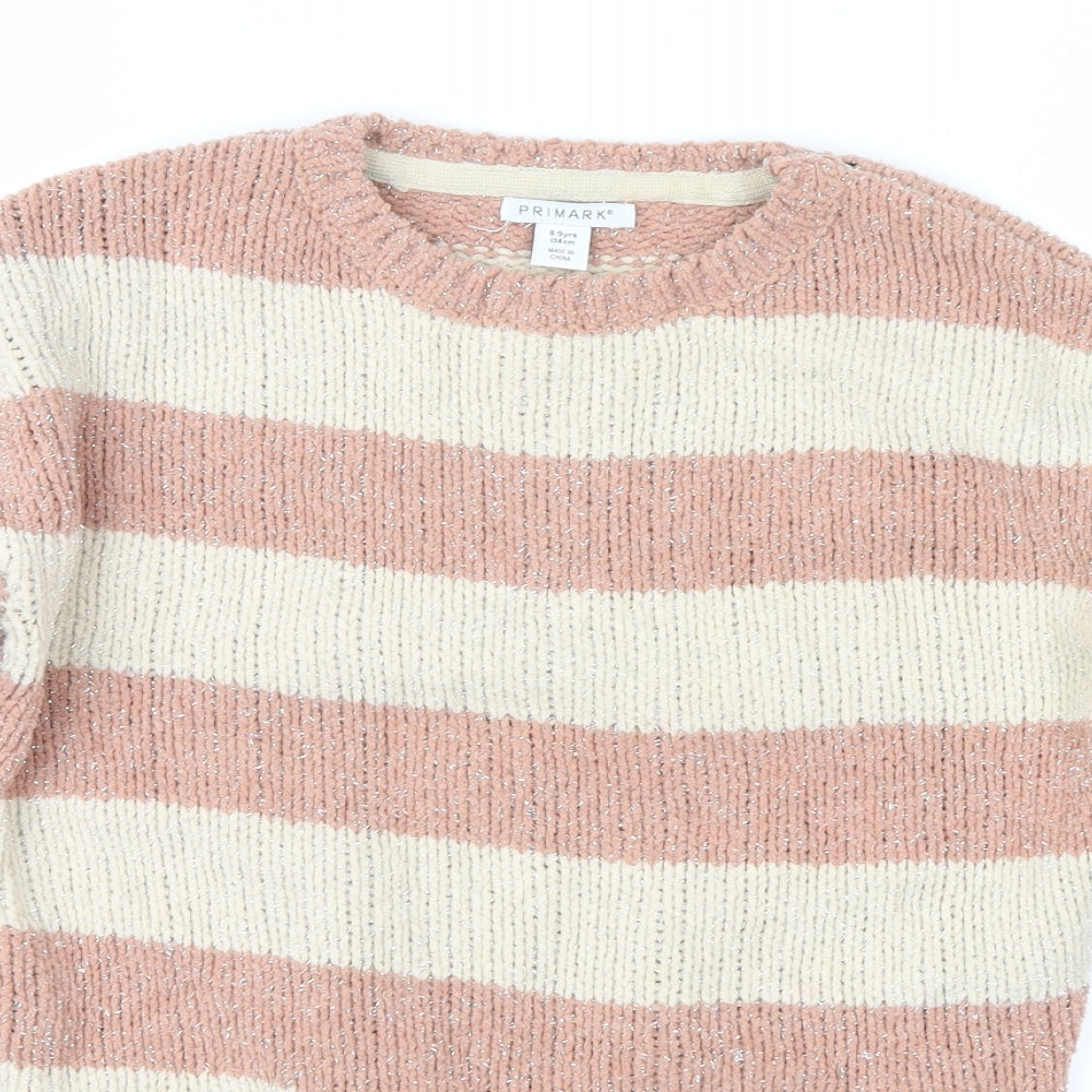 Primark Girls Brown Striped  Pullover Jumper Size 8-9 Years